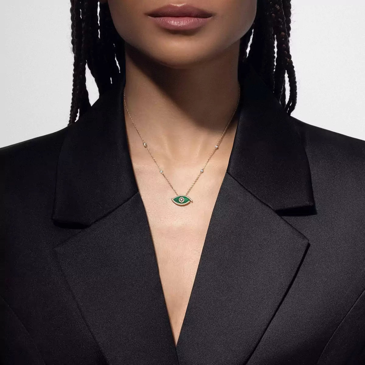 [moco jewelrys]Lucky Eye Diamond Necklace in Rose Gold and Turquoise