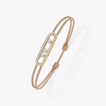 [moco jewelrys ]MK Care(s) pink cord pavé bracelet