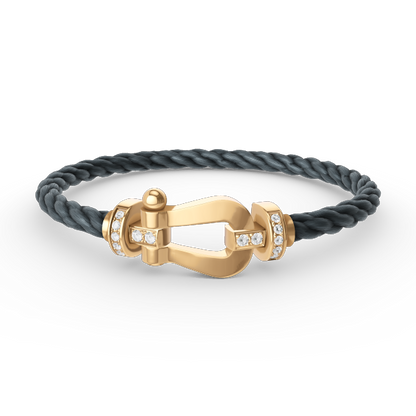 [moco jewelrys]FORCE LARGE HORSESHOE HALF DIAMOND BRACELET GOLD