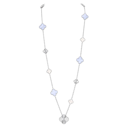 [Moco jewelrys]DETACHABLE CLOVER 15(11+4) FLOWER SILVER NECKLACE SET