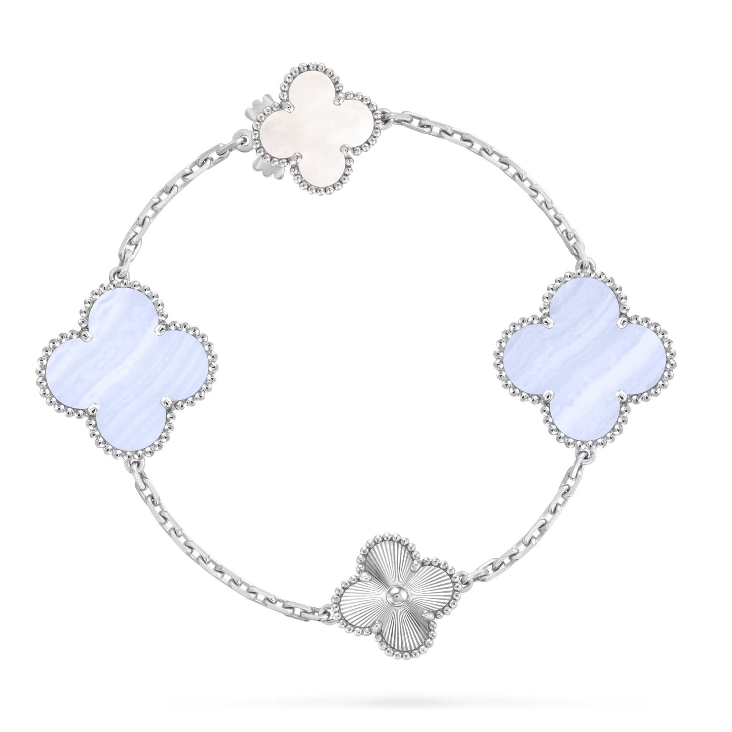 [Moco jewelrys]DETACHABLE CLOVER 15(11+4) FLOWER SILVER NECKLACE SET