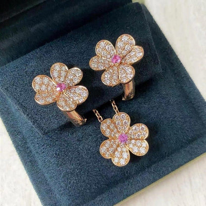 [moco jewelrys]FRIVOLE PINK GOLD FLOWER DIAMOND EARRINGS