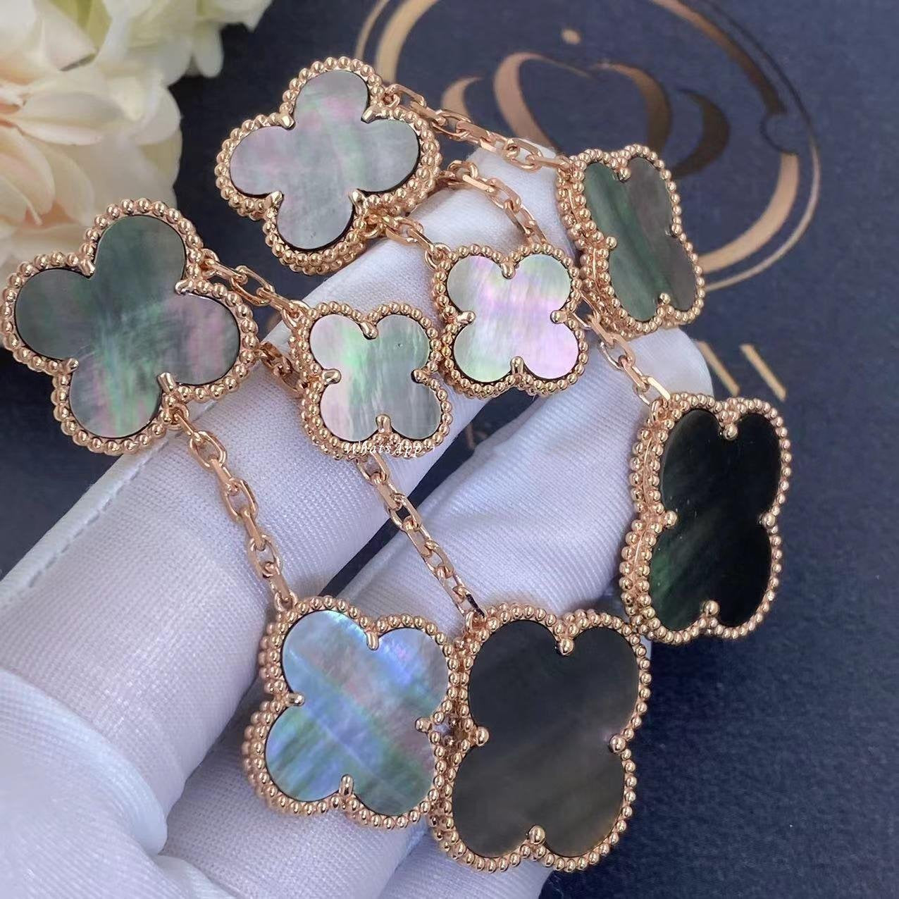 [moco jewelrys]CLOVER EARRINGS DARK MOP 4 MOTIFS ROSE GOLD