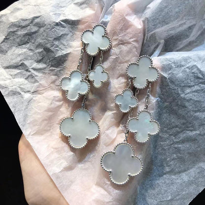[moco jewelrys]CLOVER EARRINGS WHITE MOP 4 MOTIFS SILVER