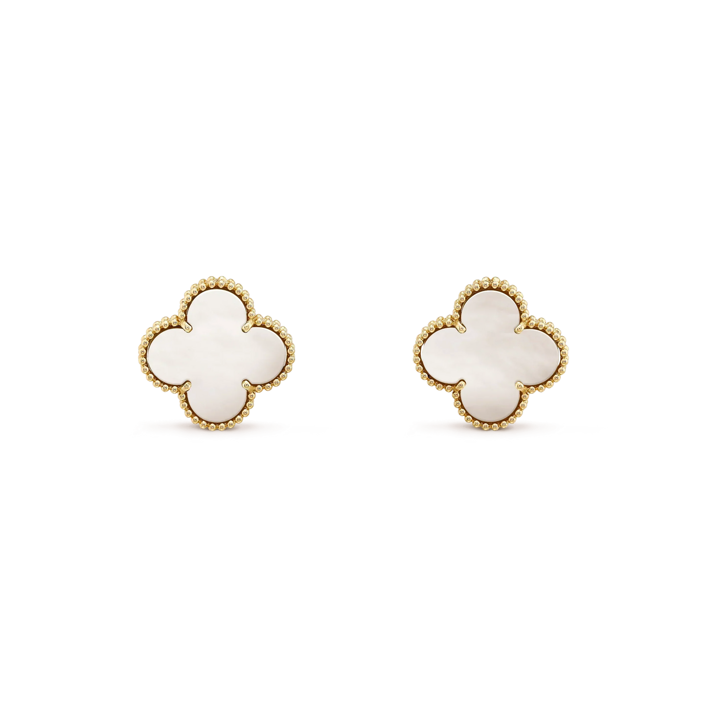 [moco jewelrys]CLOVER MEDIUM 1 MOTIFS  WHITE MOP STUD EARRINGS
