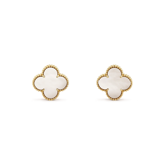[moco jewelrys]CLOVER MEDIUM 1 MOTIFS  WHITE MOP STUD EARRINGS