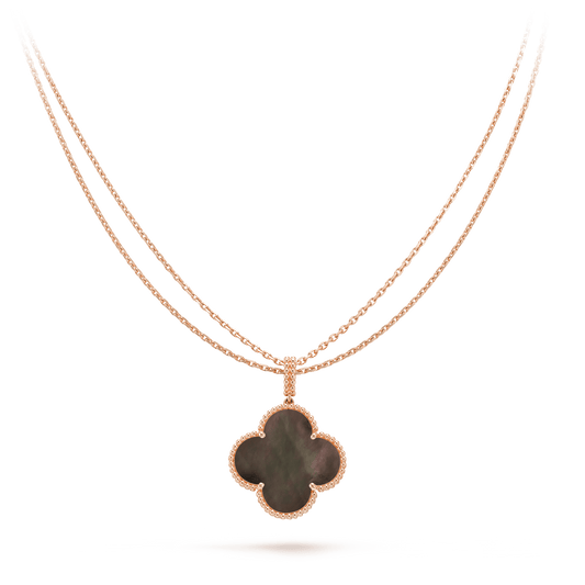 [moco jewelrys]CLOVER 25MM GOLD DARK MOP BIG CLOVER NECKLACE