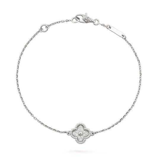 [moco jewelrys]CLOVER  SINGLE FLOWER BRACELET SILVER