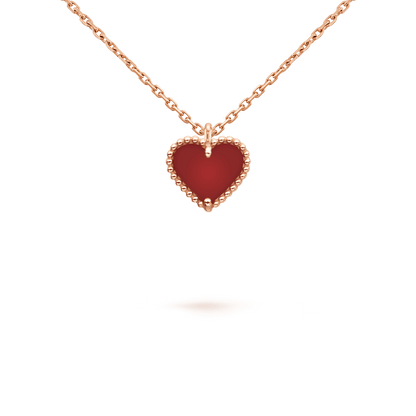 [moco jewelrys]SWEET CLOVER CARNELIAN HEART NECKLACE