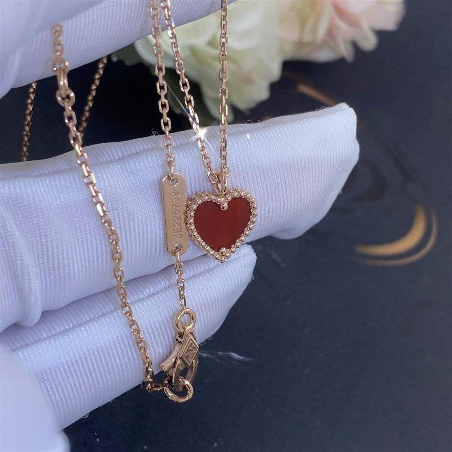 [moco jewelrys]SWEET CLOVER CARNELIAN HEART NECKLACE