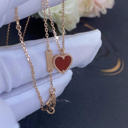 [moco jewelrys]SWEET CLOVER CARNELIAN HEART NECKLACE