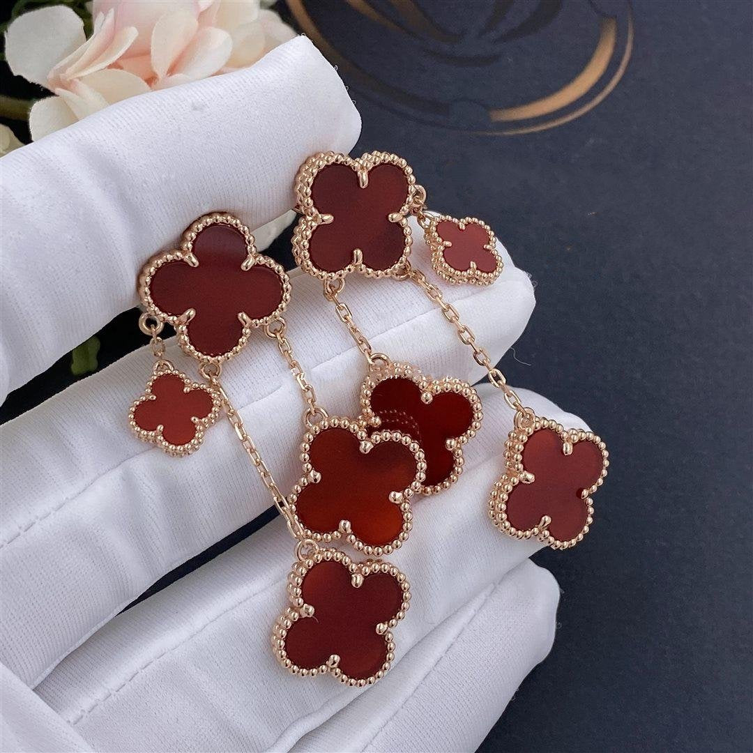 [moco jewelrys]CLOVER EARRINGS CARNELIAN 4 MOTIFS PINK GOLD