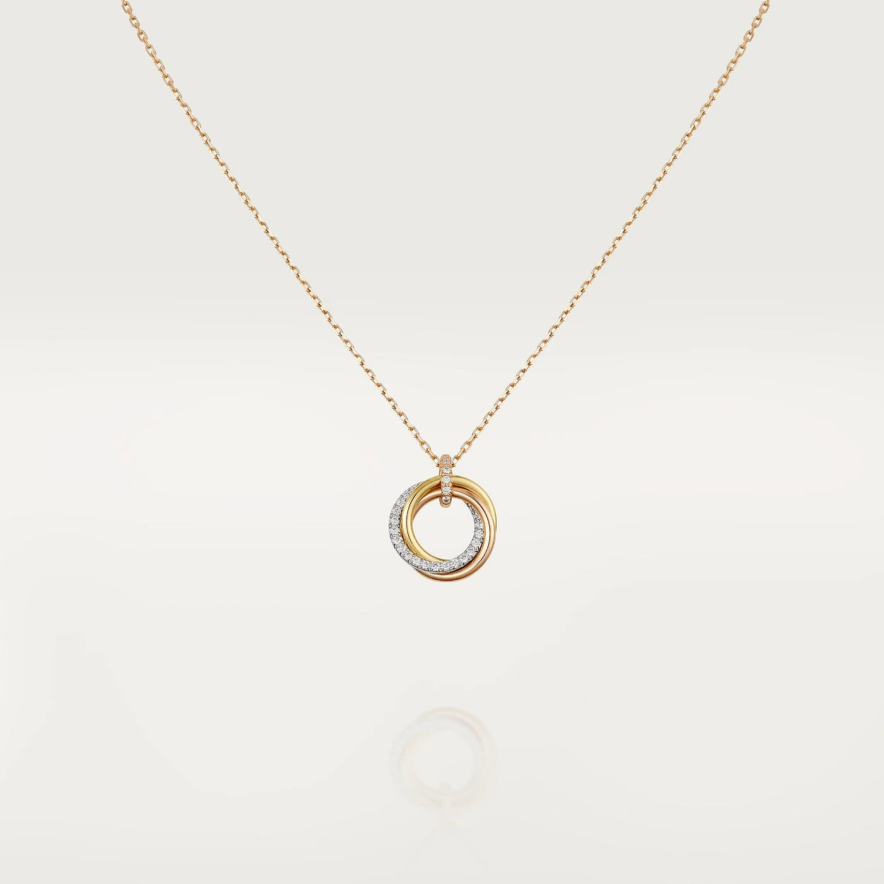 [moco jewelrys]TRINITY NECKLACE SILVER GOLD PINK GOLD DIAMONDS