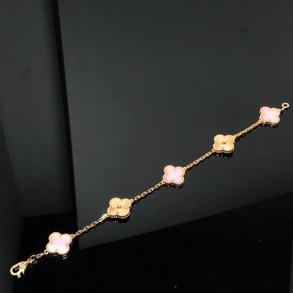[Moco jewelrys] CLOVER 5 MOTIFS  PINK MOP BRACELET COLLECTION
