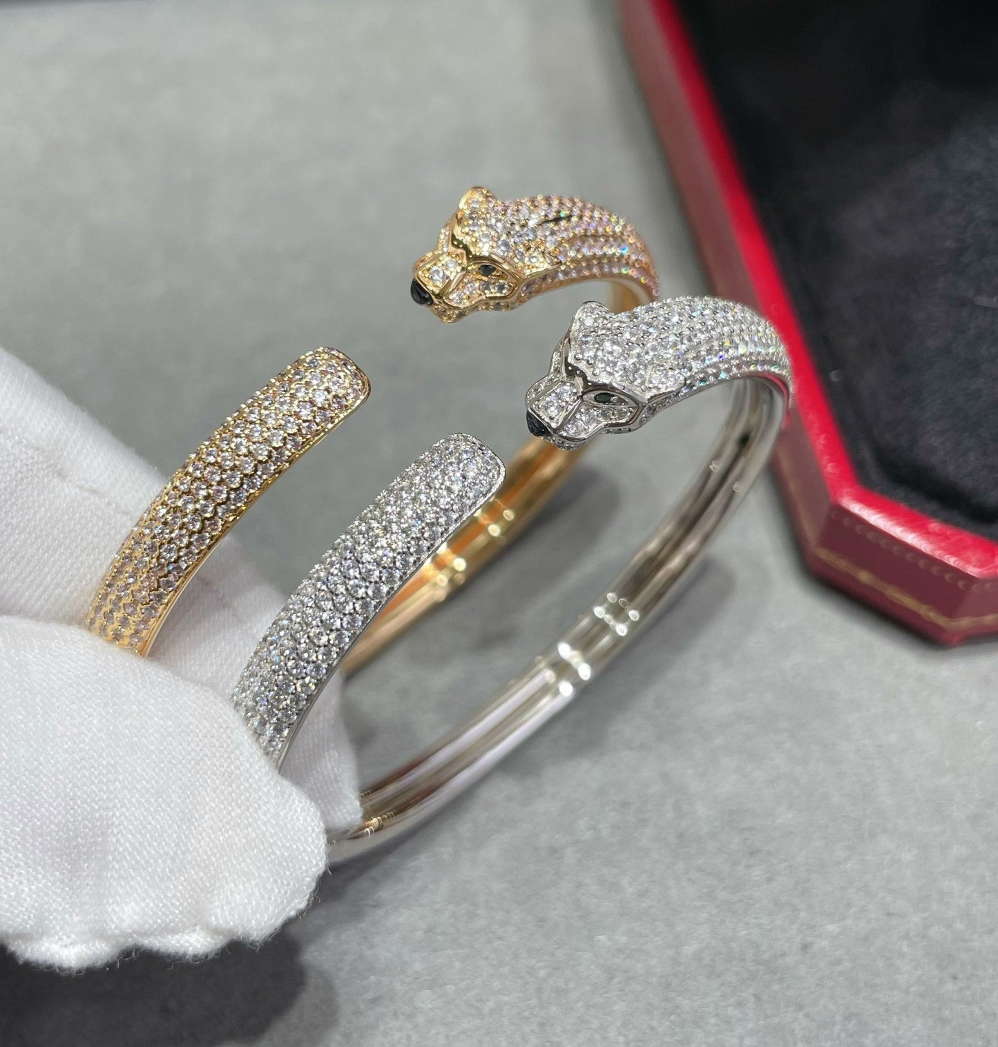 [moco jewelrys]PANTHERE FULL DIAMOND OPEN BRACELET