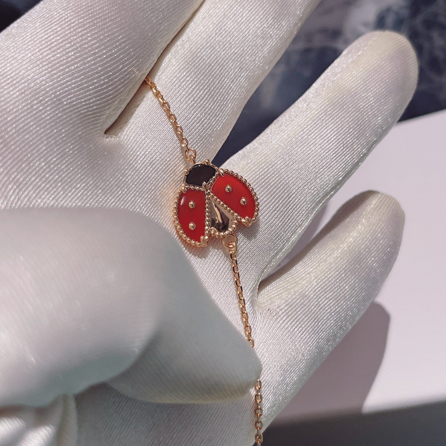 [moco jewelrys]LUCKY SPRING 1 MOTIF PINK GOLD BRACELET