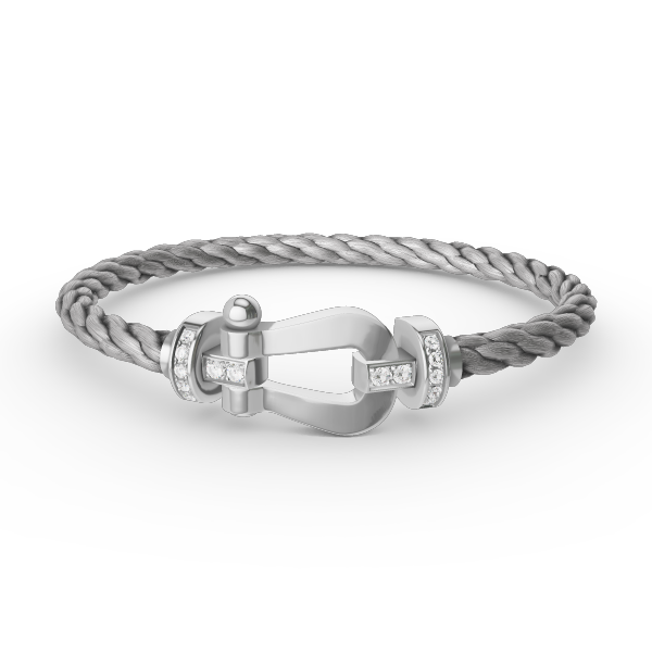 [moco jewelrys]FORCE LARGE HORSESHOE HALF DIAMOND BRACELET SILVER