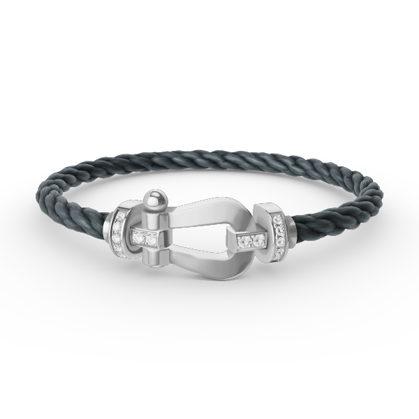 [moco jewelrys]FORCE LARGE HORSESHOE HALF DIAMOND BRACELET SILVER