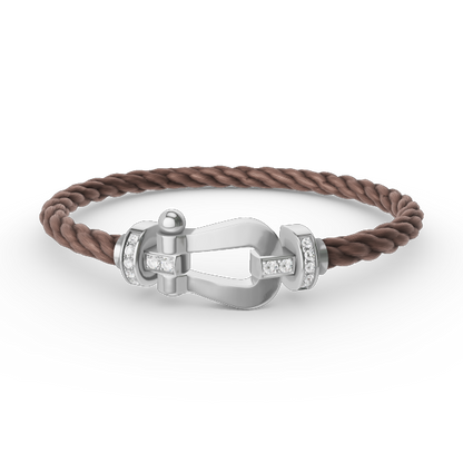 [moco jewelrys]FORCE LARGE HORSESHOE HALF DIAMOND BRACELET SILVER