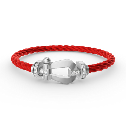 [moco jewelrys]FORCE LARGE HORSESHOE HALF DIAMOND BRACELET SILVER