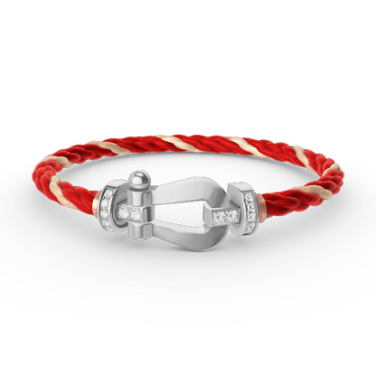[moco jewelrys]FORCE LARGE HORSESHOE HALF DIAMOND BRACELET SILVER