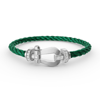 [moco jewelrys]FORCE LARGE HORSESHOE HALF DIAMOND BRACELET SILVER
