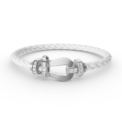 [moco jewelrys]FORCE LARGE HORSESHOE HALF DIAMOND BRACELET SILVER